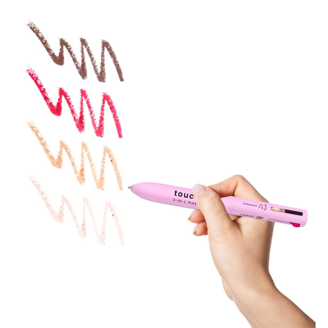 Touch up 4-In-1 Makeup Pen (Concealer, Eye/Brow Liner, Lip/Blush, & Brightener) All-In-One, Multi-Functional Portable Beauty Product, on the Go Travel Makeup Pencil (Makeup Pen B)