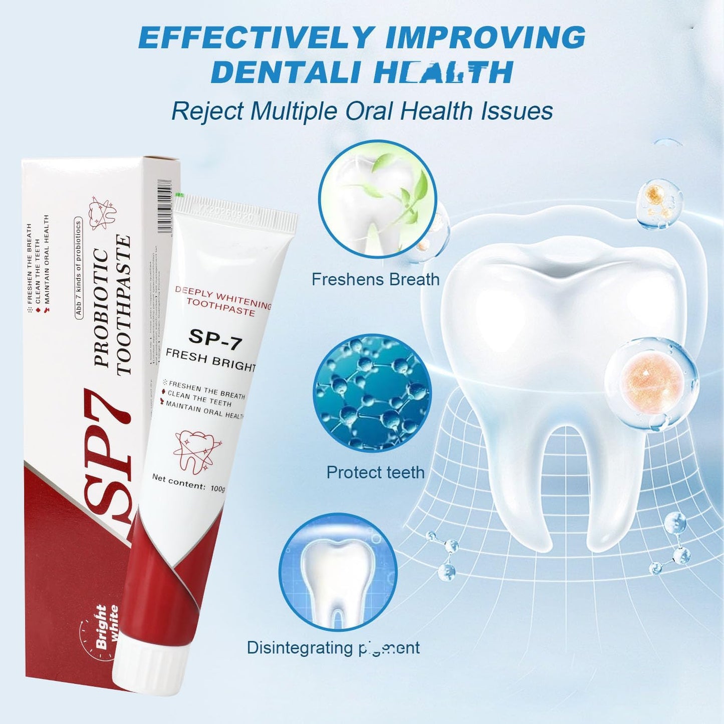 Sp-7 Probiotic Toothpaste,Sp-7 Toothpaste,Sp-7 Probiotics Whitening Toothpaste,Fresh Breath Toothpaste Brightening,Deep Cleaning Care Toothpaste(2Pcs+2 Toothbrush)