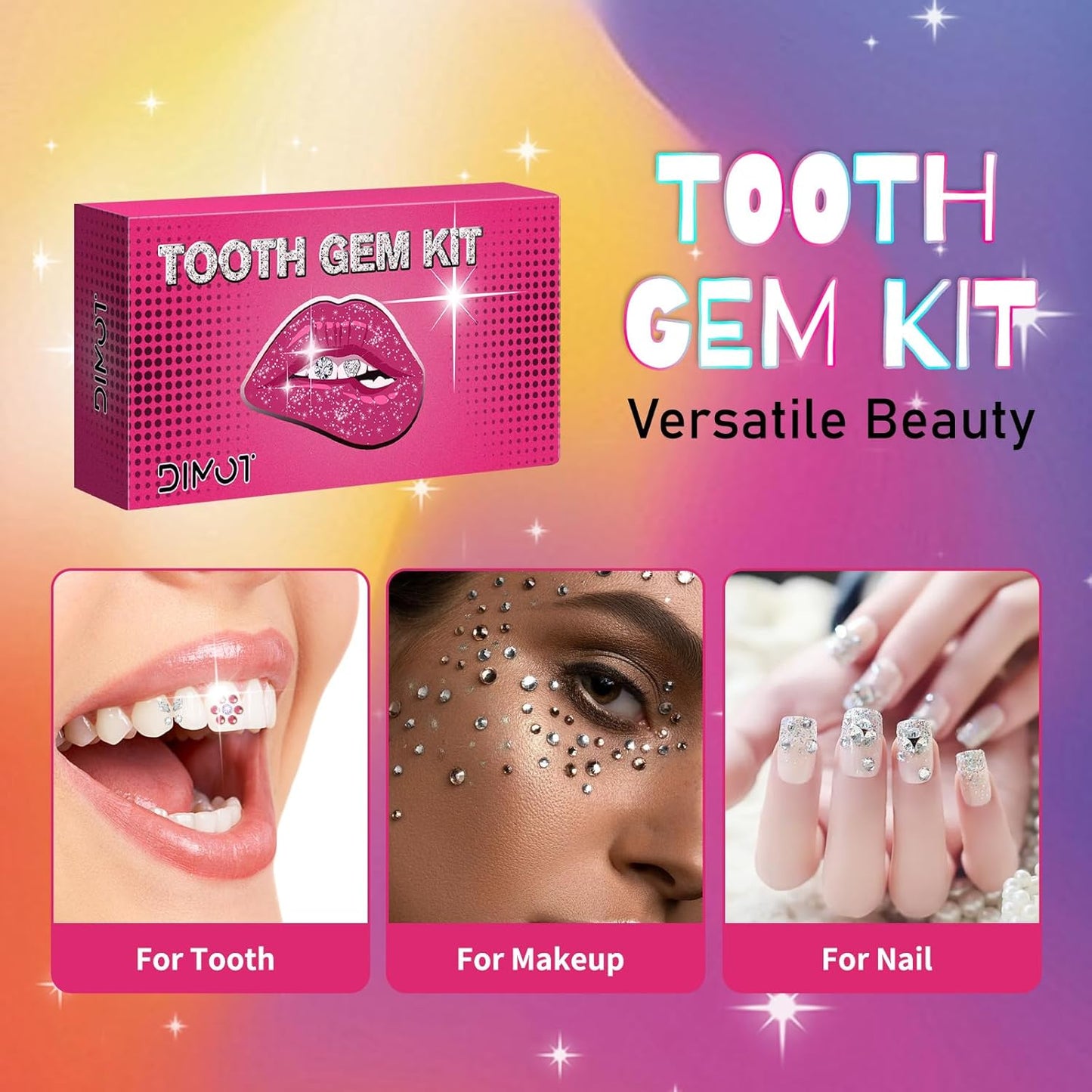 Tooth Gems Kit for Teeth Gems Kit with Light,139 Professional Tooth DIY Gem Kit Tooth Jewelry Gems Kit 2024 New for Man&Women