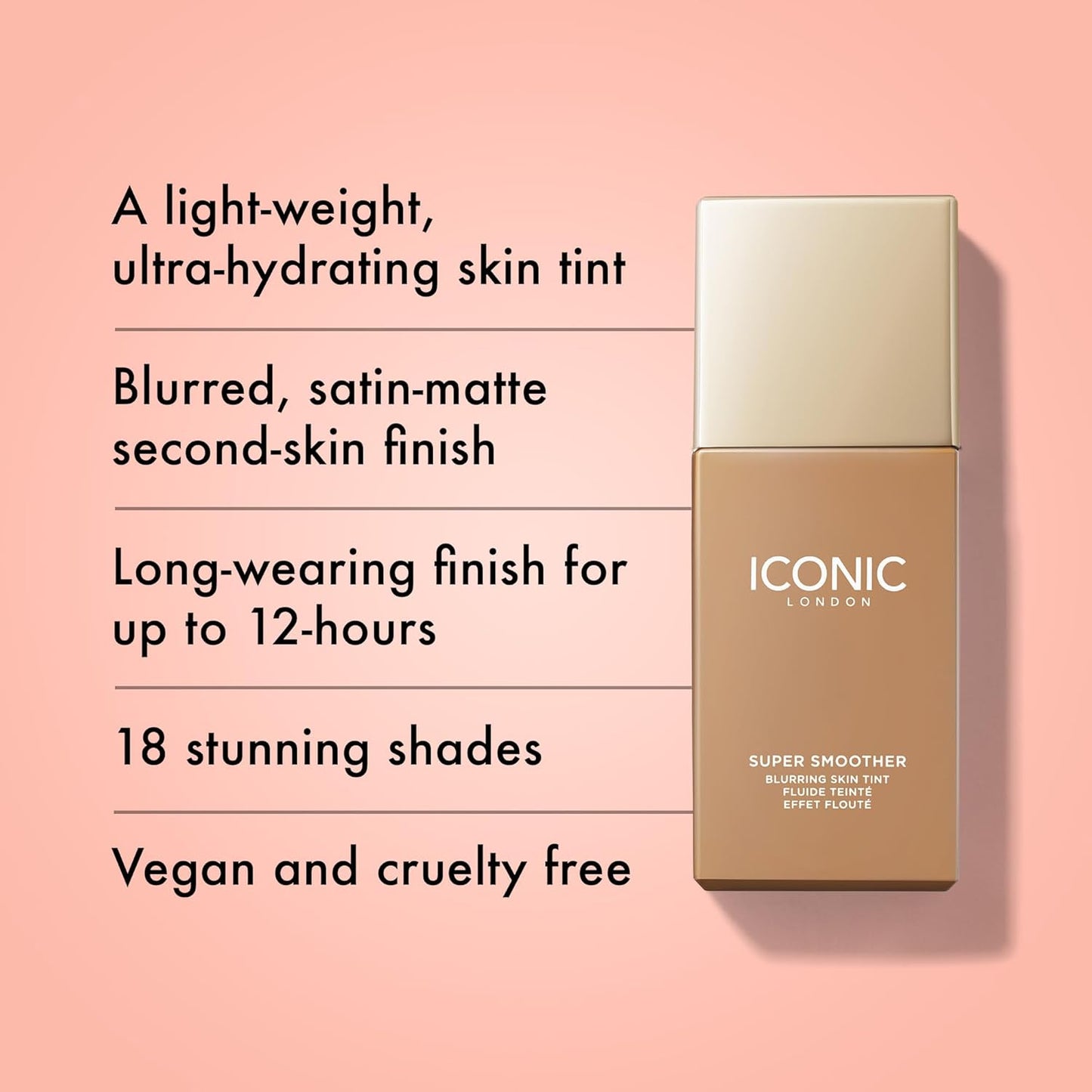 Super Smoother Blurring Skin Tint | Light to Medium Coverage, Hydrating, Ultra-Lightweight Tinted Moisturizer, Cruelty-Free, Vegan Makeup