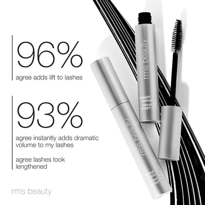 RMS Beauty Straight up Volumizing Peptide Mascara - Black Mascara, Mascara Black Volume and Length, Eye Makeup Volumius Mascara Make Up, Volumizing & Lengthening Mascara, Top & Bottom Lash Mascara